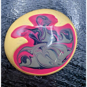 Signed Don-Lin Enamel & Matte Gold Tone Vintage Statement Brooch Pin